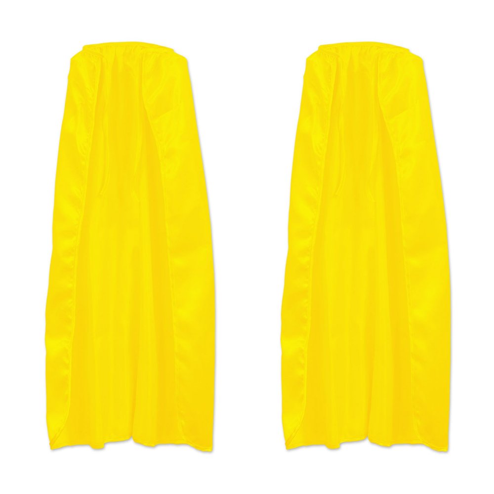 Beistle 2-Piece Fabric Capes in Yellow, Halloween Costume Accessory, Dress Up Party Supplies for Fantasy Magic Themed Event, Renaissance Fair, 30"