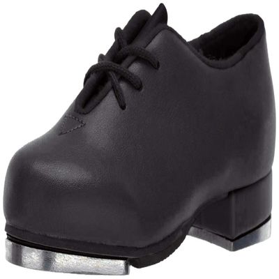 Leo Girl's JAZZ TAP Athletic Shoe, black, 1 Medium US Little Kid