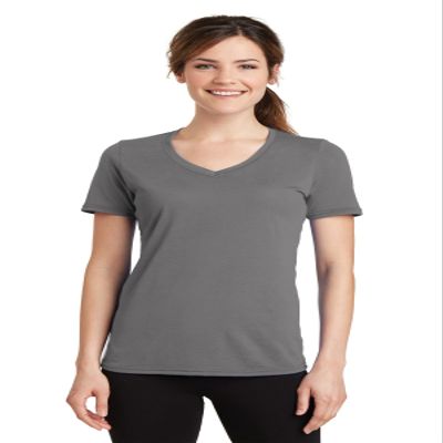 Port & Company Ladies Performance Blend V-Neck Tee Gray XL