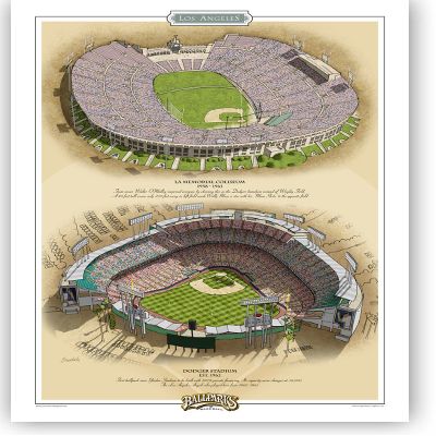 Ballparks of Baseball Los Angeles National League 13x19 Print by Jeff Suntala