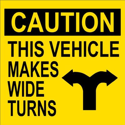 Caution This Vehicle Makes Wide Turns Sticker (semi Truck Decal)