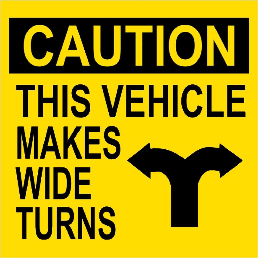 Caution This Vehicle Makes Wide Turns Sticker (semi Truck Decal)