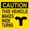 Caution This Vehicle Makes Wide Turns Sticker (semi Truck Decal) view 1