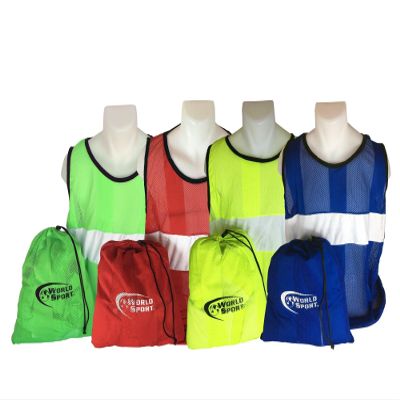 World Sport PRO Series Adult Blue Scrimmage Vests Set of 12 with Carry Bag