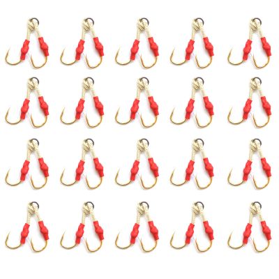 40 Fish WOW! Size 1/0 Gold 4X Strong Assist Hooks for Vertical Speed jig, Knife jig, Butterfly Jigs, Flat Fall jig