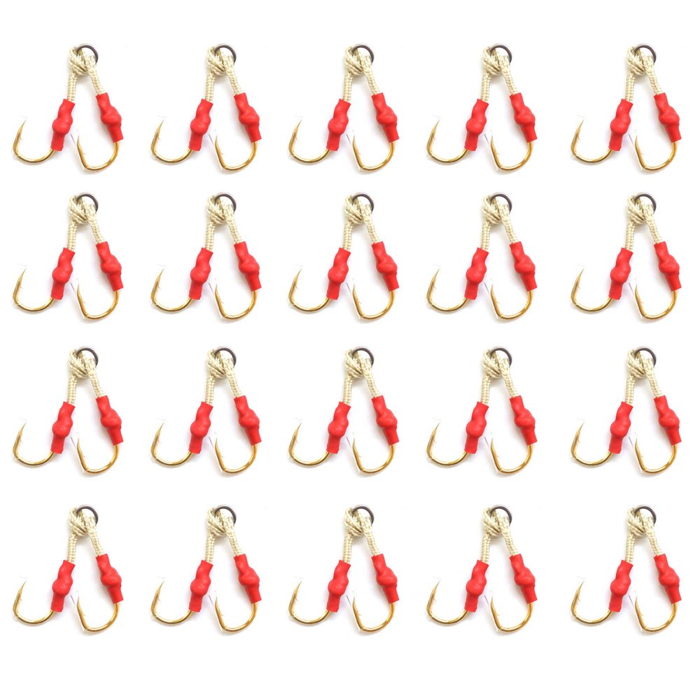 40 Fish WOW! Size 1/0 Gold 4X Strong Assist Hooks for Vertical Speed jig, Knife jig, Butterfly Jigs, Flat Fall jig