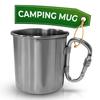 Stainless Steel Camping Mug with Handle  13.5 Oz Camping Cup with Carabiner Clip, Lightweight Backpacking Coffee Mug for Hiking & Climbing  Space Saving Metal Drinkware for Soup, Tea & Camp Meals view 1