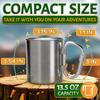Stainless Steel Camping Mug with Handle  13.5 Oz Camping Cup with Carabiner Clip, Lightweight Backpacking Coffee Mug for Hiking & Climbing  Space Saving Metal Drinkware for Soup, Tea & Camp Meals view 2