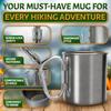 Stainless Steel Camping Mug with Handle  13.5 Oz Camping Cup with Carabiner Clip, Lightweight Backpacking Coffee Mug for Hiking & Climbing  Space Saving Metal Drinkware for Soup, Tea & Camp Meals view 4