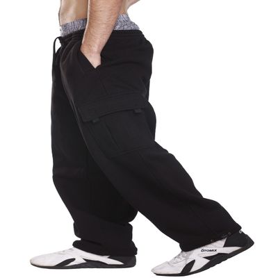 PRO 5 Fleece Cargo Sweatpants 60/40 Light Heavy Soft Warm Active Pants (2XL, Black)
