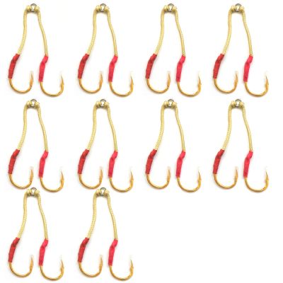 20 Fish WOW! 4/0 Assist Hook Gold-Plated 4X Strong Jigging Assist Fishing Hooks Size 4/0 for Vertical Speed Knife Butterfly Flat Fall jigs