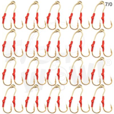 40 Fish WOW! Size 7/0 Gold 4X Strong Assist Hooks for Vertical Speed jig, Knife jig, Butterfly Jigs, Flat Fall jig