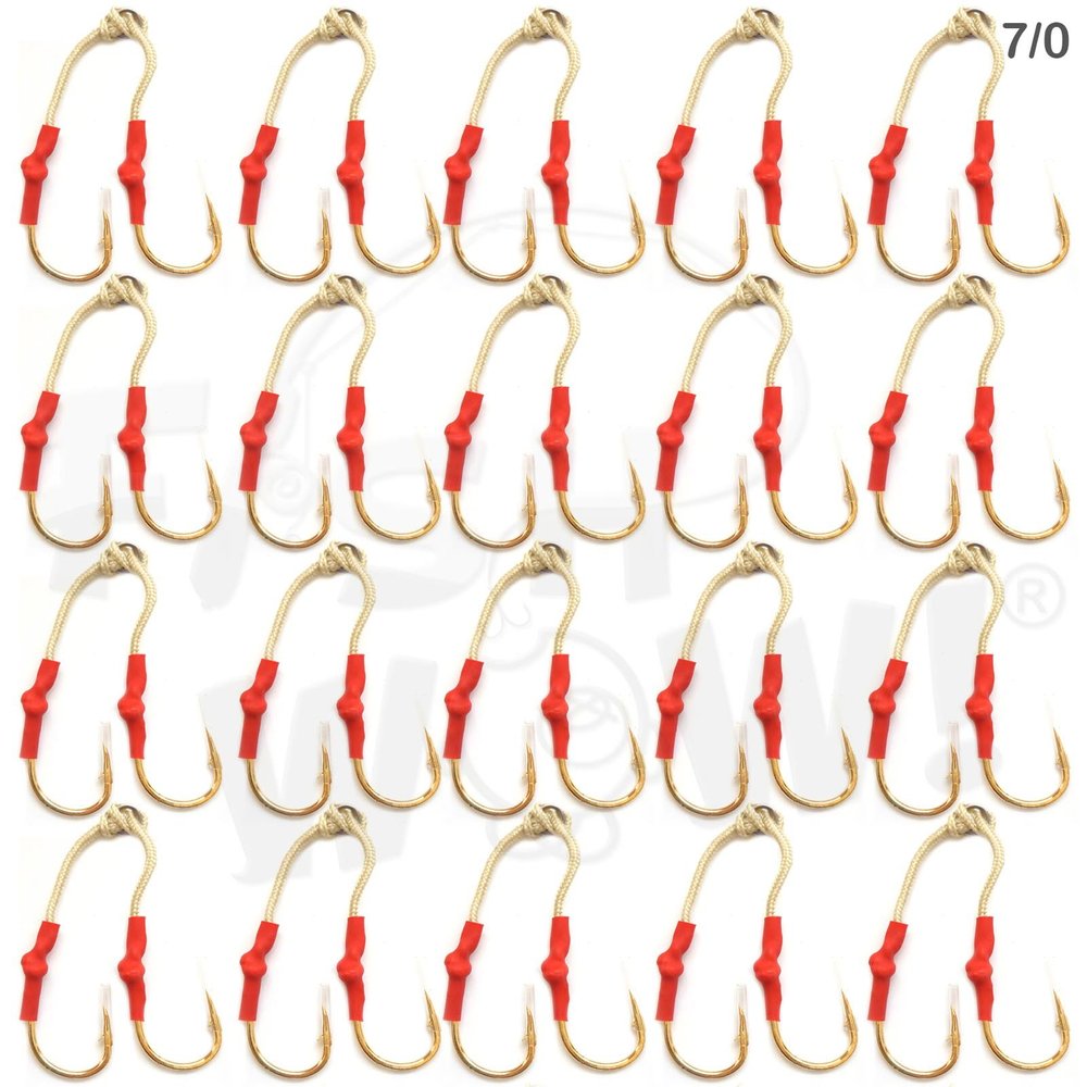 40 Fish WOW! Size 7/0 Gold 4X Strong Assist Hooks for Vertical Speed jig, Knife jig, Butterfly Jigs, Flat Fall jig