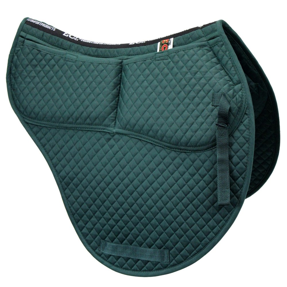 ECP Equine Comfort Products All-Purpose Contoured Correction Saddle Pad with Adjustable Memory Foam Inserts for Custom Support, Non-Slip, Shock Absorbing, 22 Spine, 19.5 Drop, Hunter Green