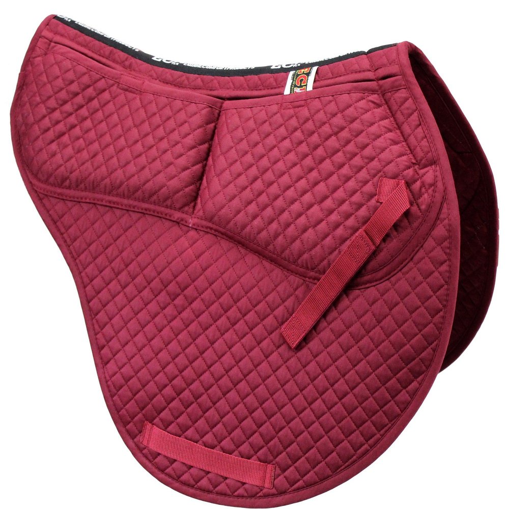 ECP Equine Comfort Products All-Purpose Contoured Correction Saddle Pad with Adjustable Memory Foam Inserts for Custom Support, Non-Slip, Shock Absorbing, 22 Spine, 19.5 Drop, Burgundy