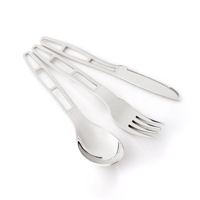 GSI Outdoors 61004 Glacier Stainless 3-Piece Cutlery Set Lightweight Forged Stainless Steel Camping Utensils for Backpacking, Hiking, Travel & Outdoor Dining
