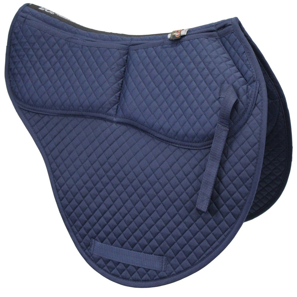 ECP Equine Comfort Products All-Purpose Contoured Correction Saddle Pad with Adjustable Memory Foam Inserts for Custom Support, Non-Slip, Shock Absorbing, 22 Spine, 19.5 Drop, Navy Blue