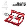 ROCKBROS 4 Bearings Mountain Bike Pedals MTB Padals Platform Flat Bike Pedals Aluminum Alloy 9/16" view 2
