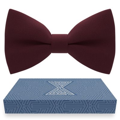 Burgundy Mens Bow Tie for Maroon Men Bow Ties Gabardine Material for Adults Big Bowtie, Men Bowties Formal Pre-Tied Fabric Clip on Shape in Solid Handmade Colors for Prom & Wedding (Large, Burgundy)