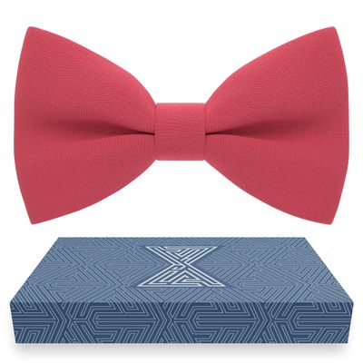 Light Red Mens Bow Tie for Men Bow Ties Gabardine Material for Adults Big Bowtie, Men Bowties Formal Pre-Tied Fabric Clip on Shape in Solid Handmade Colors for Prom & Wedding (Large, Light Red)