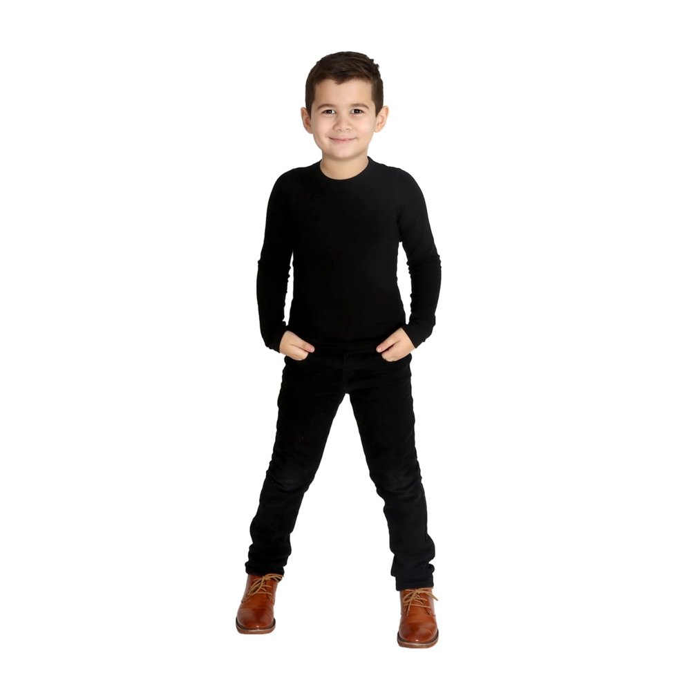 Fun and Function Sens-ational Hip Hugging Tee - Long Sleeve Compression Shirt for Boys & Girls - Sensory Compression Shirt for Kids & Teens - Black - Small