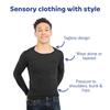 Fun and Function Sens-ational Hip Hugging Tee - Long Sleeve Compression Shirt for Boys & Girls - Sensory Compression Shirt for Kids & Teens - Black - Small view 3
