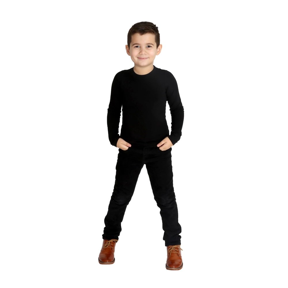 Fun and Function Sens-ational Hip Hugging Tee - Long Sleeve Compression Shirt for Boys & Girls - Sensory Compression Shirt for Kids & Teens - Black - X-Large