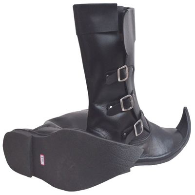 Allbeststuff Medieval Leather Boots 3 Buckle Re-Enactment Mens Shoe ABS (Black, 12)