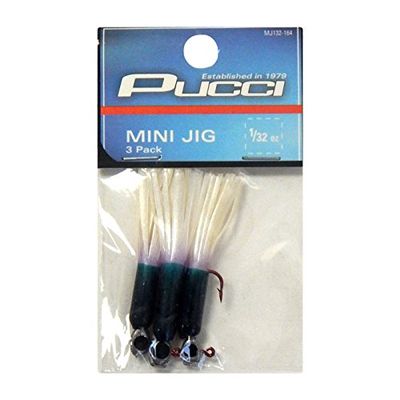 Pucci MJ132-164 Mini Jig Artificial Fishing Bait, Green/White, 1/32 oz