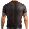 FEESHOW Men's Fishnet See Through Mesh Short Sleeve T-Shirt Clubwear Undershirt Black X-Large view 2