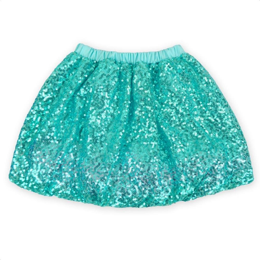 Coralup Little Girls Sparkle Sequin Party Skirt Dance Glitter Tutu Skirts(Water Blue,2-3Y)