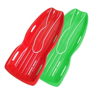 Slippery Racer Downhill Xtreme Flexible Adults and Kids Plastic Toboggan Snow Sled for up to 2 Riders with Pull Rope and Handles (RED/Green, 2 Pack)