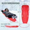 Slippery Racer Downhill Xtreme Flexible Adults and Kids Plastic Toboggan Snow Sled for up to 2 Riders with Pull Rope and Handles (RED/Green, 2 Pack) view 4