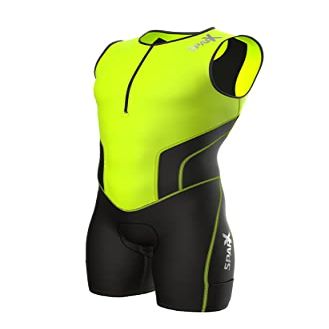 Sparx Men`s Triathlon Suit Tri Race Skinsuit Bike-Swim-Run 3 Pockets Italian Fabric (Neon Green, Small)