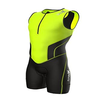 Sparx Men`s Triathlon Suit Tri Race Skinsuit Bike-Swim-Run 3 Pockets Italian Fabric (Neon Green, Small)