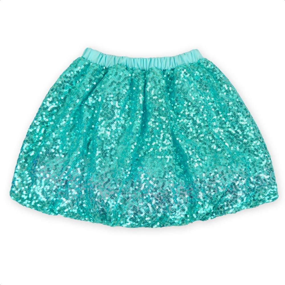 Coralup Little Girls Sparkle Sequin Party Skirt Dance Glitter Tutu Skirts(Water Blue,3-4Y)