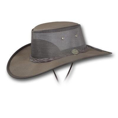 Barmah Hats Wide Brim Canvas Cooler Hat 1087 (Medium, Brown)