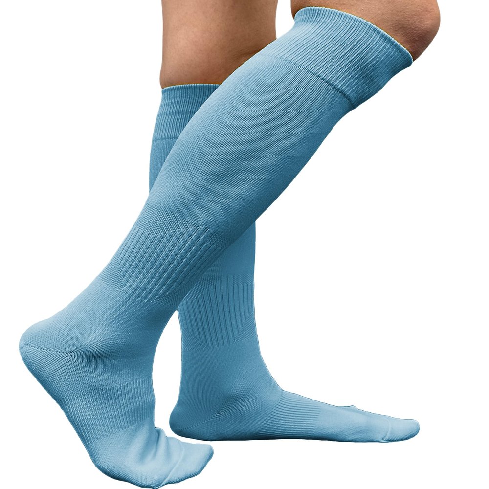 COUVER Polyester Softball Soccer Socks Baseball Football Socks for Youth Men and Women, Large, Sky Blue, 1 Pair