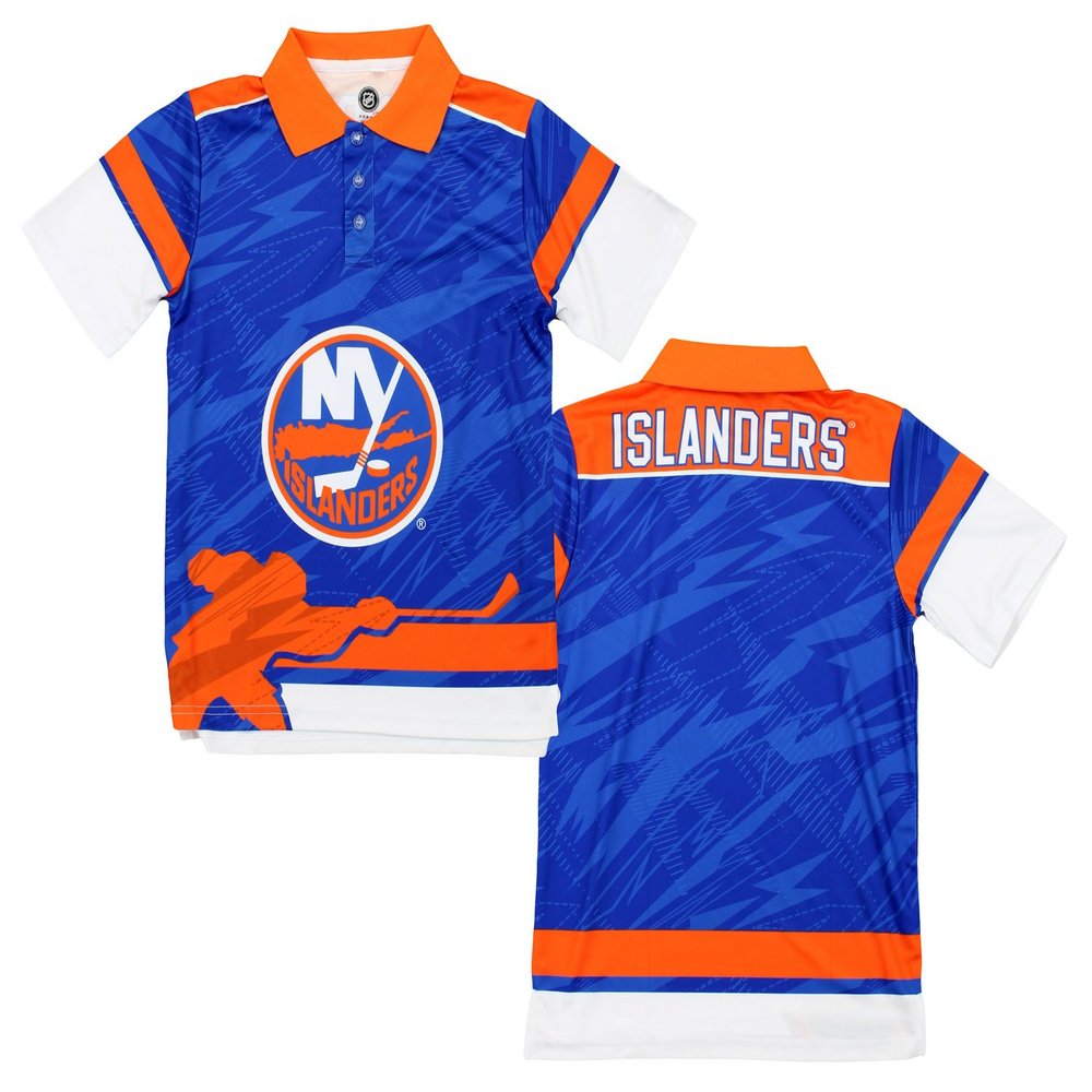 Outerstuff NHL Big Boys Youth Performance Short Sleeve Polo Shirt, Various Teams (New York Islanders, Medium (10-12))