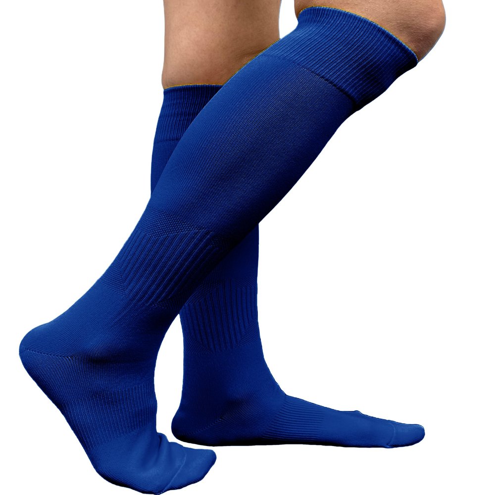 COUVER Polyester Softball Soccer Socks Baseball Football Socks for Youth Men and Women, Large, Blue, 1 Pair