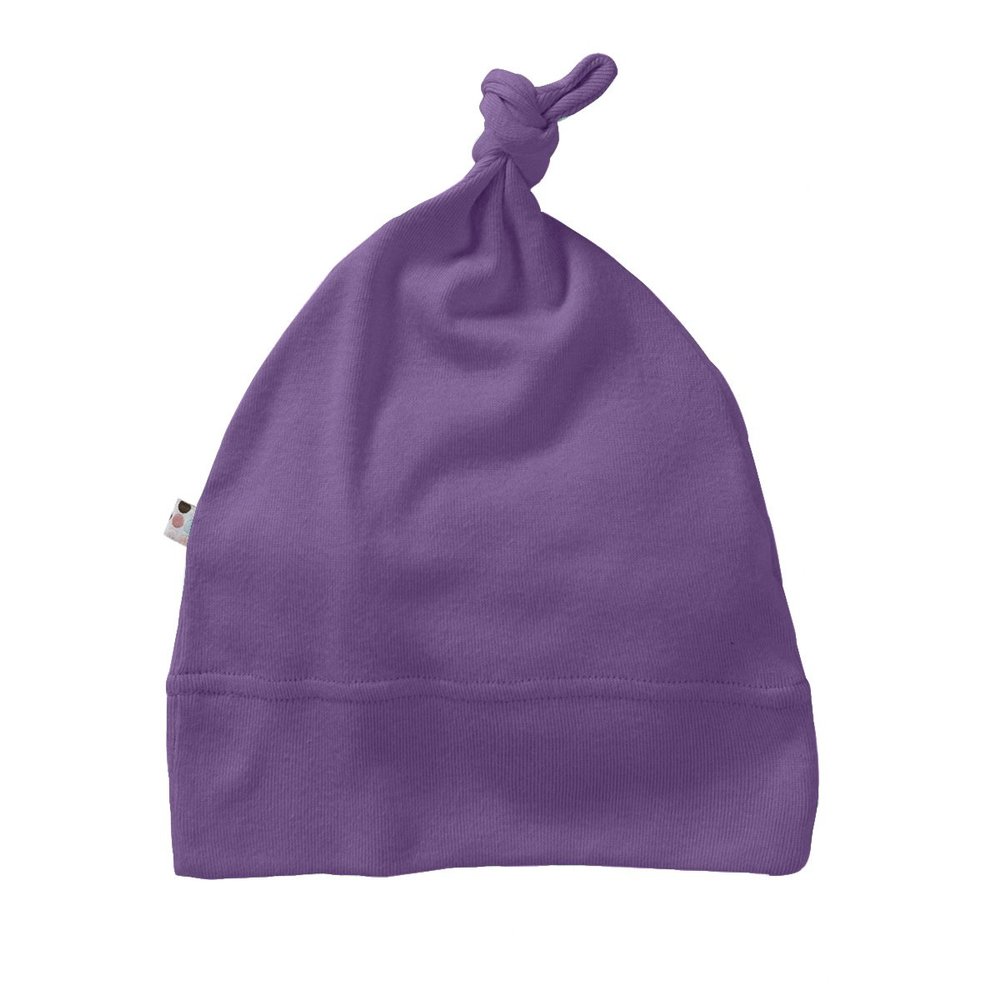 Babysoy Basic Single Knot Beanie (6-12 Months, Eggplant)