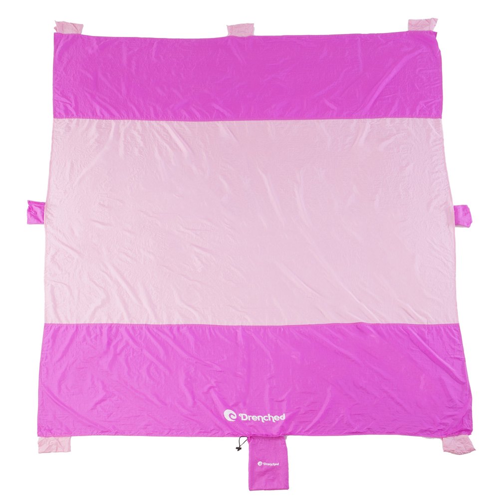 Drenched Outfitters Outdoor Beach Blanket / Picnic Blanket- 7 X 9. Made Using Ultra-Strength Waterproof Parachute Nylon. Includes Built In Sand/Rock Anchors & Valuables Pocket