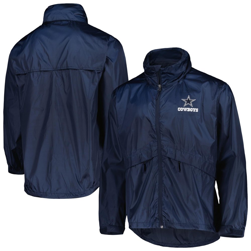 Dunbrooke Men's Navy Dallas Cowboys Circle Sportsman Waterproof Packable Lightweight Full-Zip Jacket