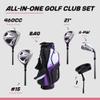 Aspire XD1 Women's Golf Club Set  Ultra-Light Graphite Shafts, Driver, Fairway, Hybrid, 6-PW Irons, Putter, Stand Bag & Headcovers  Right-Handed, Available in Regular, Petite & Tall Sizes  Purple view 2