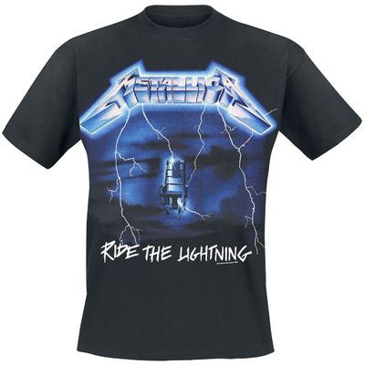 Metallica Men's Ride The Lightning Tracks (Back Print) Slim Fit T-Shirt Large Black