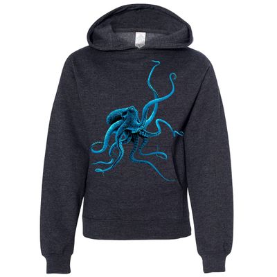 Dolphin Shirt Co Octopus Youth Sweatshirt Hoodie - Charcoal Heather Small