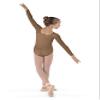 Bloch Dance Girls Meglio Microlux Long Sleeve Leotard, Almond, Size 8-10 view 2