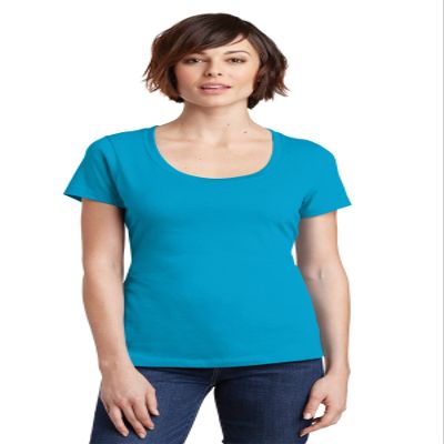 District Made Women's Perfect Weight Scoop Tee DM106L Bright Turquoise Small