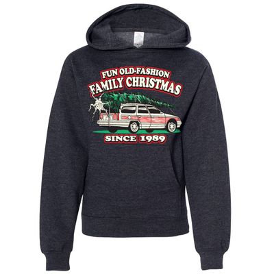 Dolphin Shirt Co Old Fashioned Family Christmas Youth Sweatshirt Hoodie - Charcoal Heather Large