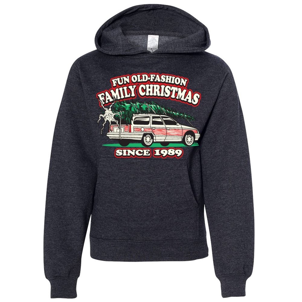 Dolphin Shirt Co Old Fashioned Family Christmas Youth Sweatshirt Hoodie - Charcoal Heather Large